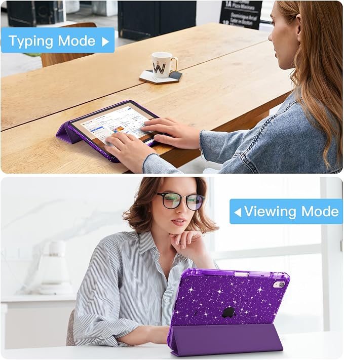 Akkerds for iPad 10th Generation Case 10.9 Inch 2024 - for iPad (A16) 11th Gen Case 11 Inch 2025 with Pencil Holder - Slim Trifold Stand Protective Cover with Crystal Clear Back - Gray