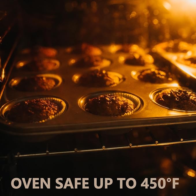 ATZNZIK 4 Pack Muffin Pan for Baking, Standard Cupcake Pan with 200 Natural Cupcake Liners, Muffin Tin Nonstick 12 Cup, Carbon Steel Muffin Cupcake Tary Baking Supplies