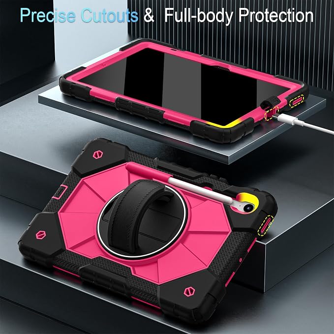 Case for Samsung Galaxy Tab S10 Lite/S10 FE/S9 FE /S9 Tablet Case 10.9/11 Inch with Rotate Stand &amp Hand Strap Screen Protector Pen Holder for Galaxy Tab S10 FE Cases Black