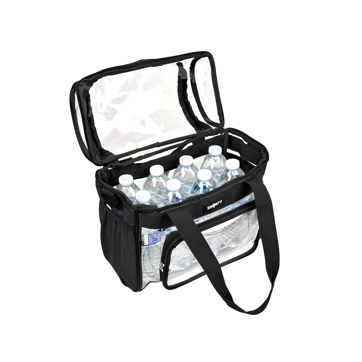 TXSN Large Clear Lunch Tote Heavy Duty Stadium Bag Approved Durable Crossbody Makeup Cosmetic Box for Men Women Work (Black, 12 x 6 x 12)