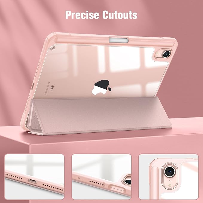 Fintie Clear Case for iPad mini 7th Generation (A17 Pro) / mini 6 8.3 | Slim Hybrid Shockproof Hard PC Back Cover Pencil Holder Viewing &amp Typing Angles Auto Sleep/Wake Black