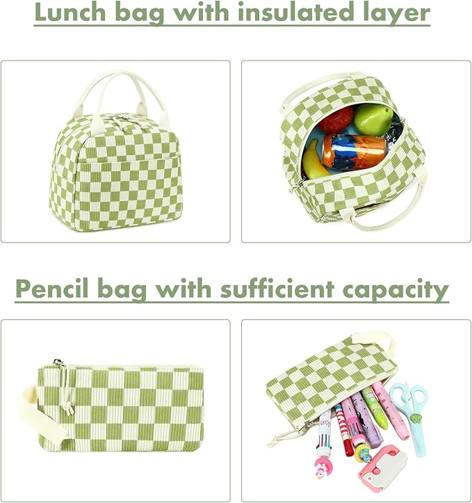 Bluboon School Backpack Set Girls Womens Laptop Bookbag Casual Daypack Fits 15 inch Laptop with Lunch Tote Bag and Pencil Bag