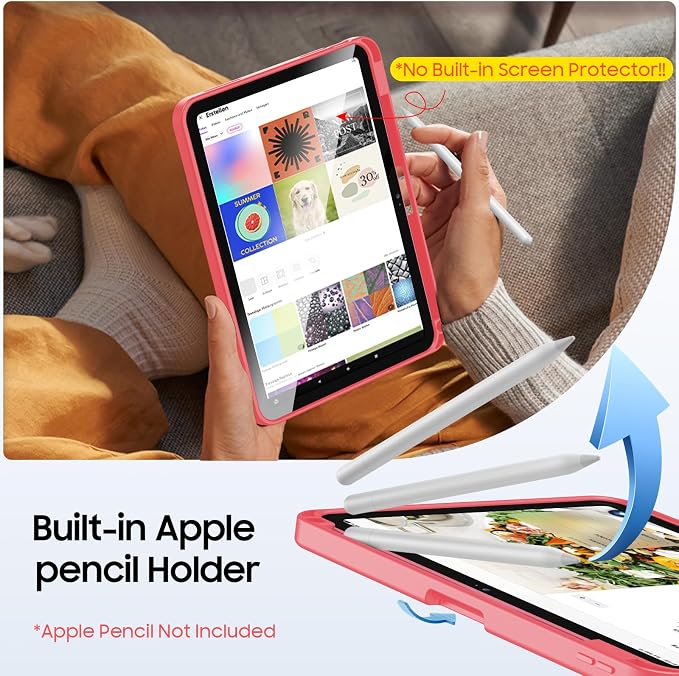 Fintie Shockproof Case for iPad (A16) 11th Gen 11-in iPad 10th Gen 10.9 | Slim Frosted Hard Back Cover Multi-Angle Viewing Built-in Kickstand &amp Pencil Holder Anti-Scratch Black