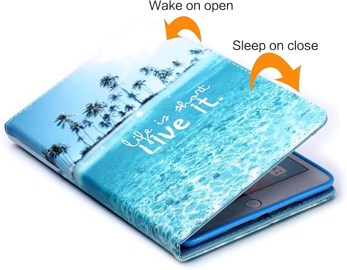iPad mini Case FANCITY Mini 4 Mini 5 Mini 3/2/1 Smart Wake Sleep Case with Kickstand [Card Slot &amp Pen Holder] PU Leather Protective Cover for Apple iPad mini 4 Mini 5 2019 Mini 2/3 - Beach