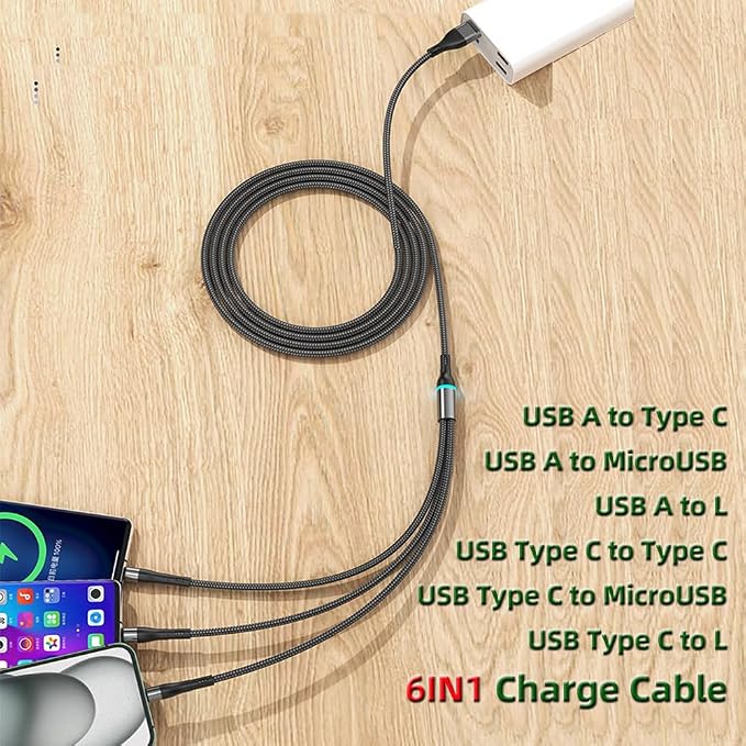 IHAO Multi Ports Charger Cable 3 Combinations in One Cable USB A to USB C/Micro USB PD Fast Charging Cord Lighted Up LED Flowing Compatible with Almost All Kinds of Electric Device-39Inches Blue