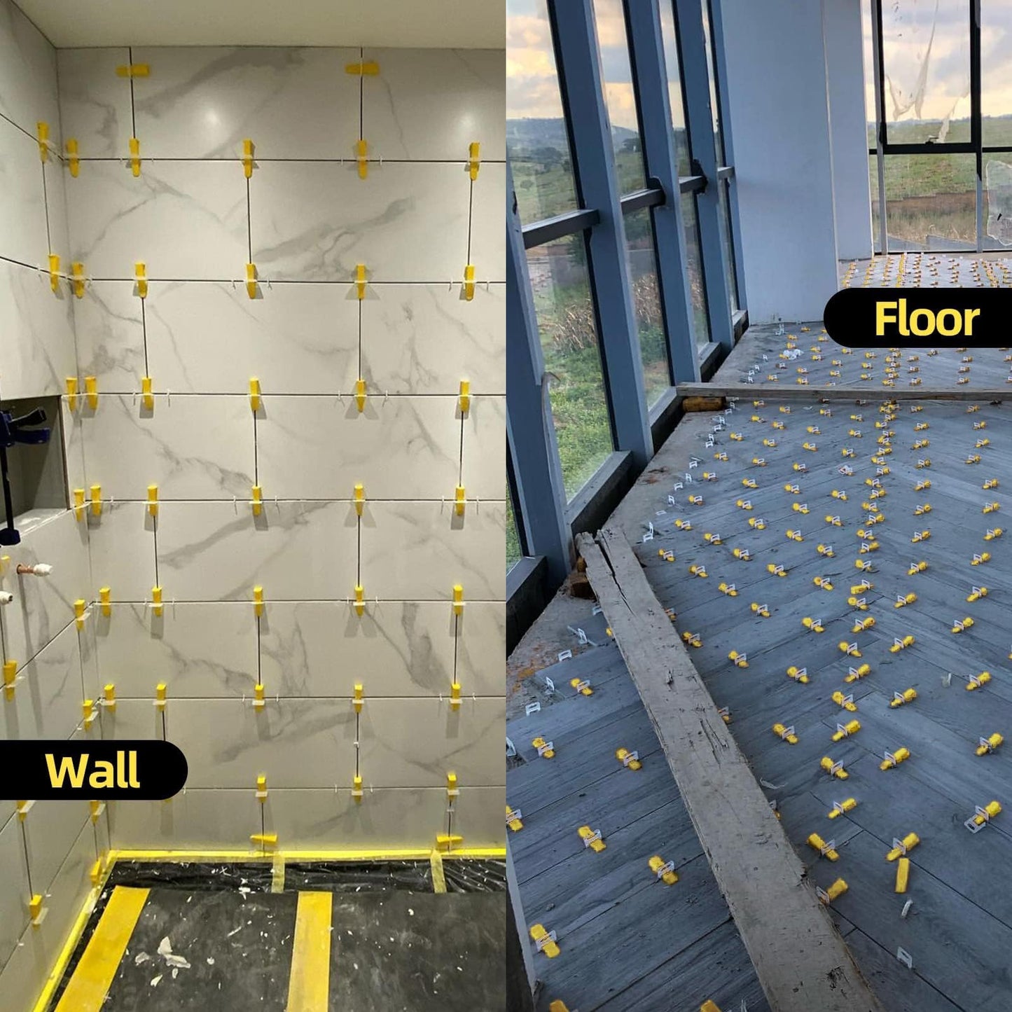 1/8" Tile Leveling System Spacers 2000 PCS Tile Leveling Clips Kit Prevent Tile lippage Leveler Spacers for DIY Professional Ceramic Tile and Stone Installation (1/8 IN, 2000)