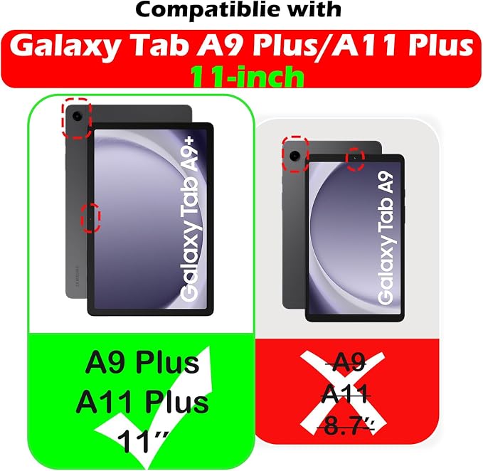 YRH Case for Galaxy Tab A9 Plus/Tab A11 Plus 11'' EVA Shockproof Cover for Samsung A9+ Plus / A11+ Plus Tablet Case with Stand Handle Figures Dark Blue