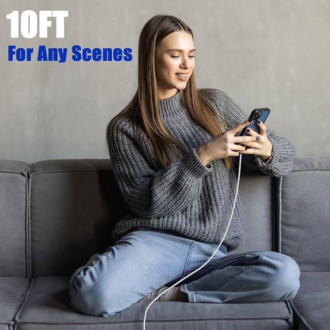 Fast Charger for iPhone 17 16【Apple MFi Certified】 20W Type C Wall Charger | Block with 10Foot USB C to C Woven Braided Cable for iPhone 17/17 Air/17 Pro Max/17 Pro/16/16 Pro Max/16 Plus/15/iPad/Airp