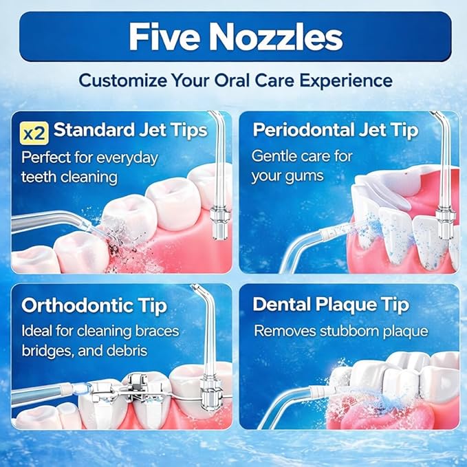 KAMEX Cordless Water Dental Flosser for Teeth Cleaning: Portable Oral Irrigator with 300ML Tank, 4 Cleaning Modes, Rechargeable IPX7 Waterproof Travel Water Flosser for Sensitive Gums, Braces
