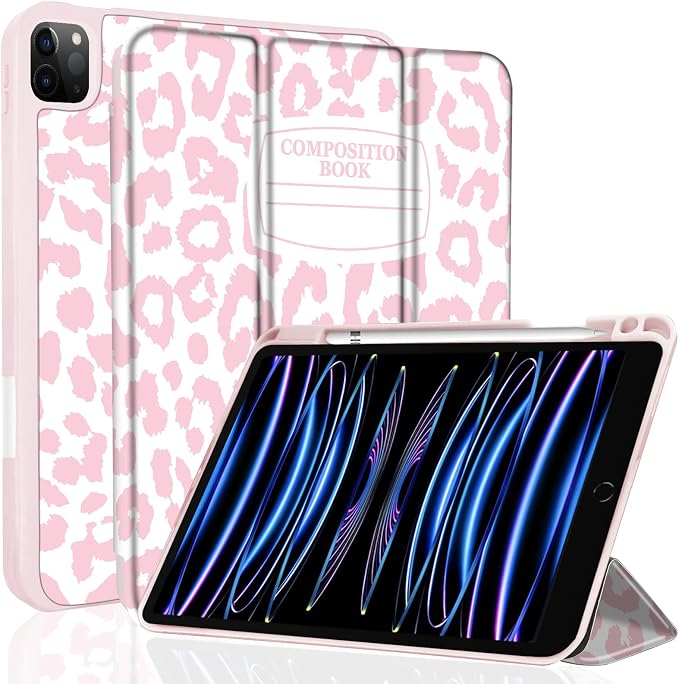 for iPad Pro 11 Inch Case 2022(4th Gen)/2021(3rd Gen)/2020(2nd Gen) with Pencil Holder TPU Shockproof Frame and Protective Leather Cover [Auto Sleep/Wake] Black Cow