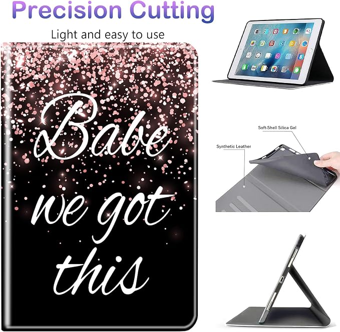 Case for iPad 10.2-inch (2021/2020/2019)/ iPad Air 10.5 2019 / iPad Pro 10.5 Multi-Angle Bracket with Automatic Sleep/Wake Protection Case - Babe We Got This
