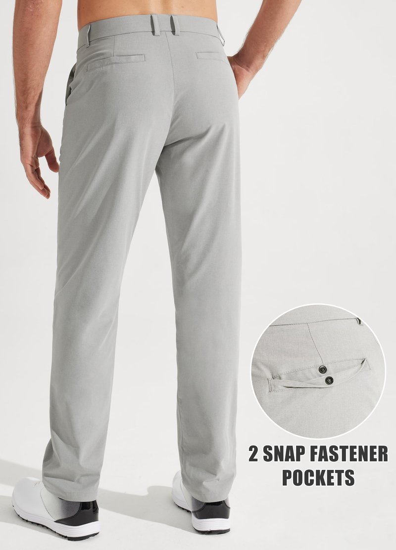 Libin Mens Golf Pants Stretch Work Dress Pants 30" Quick Dry Lightweight Business Casual Slacks for Men Travel Vocation Water Resistant, Neutral Grey, 40W x 30L