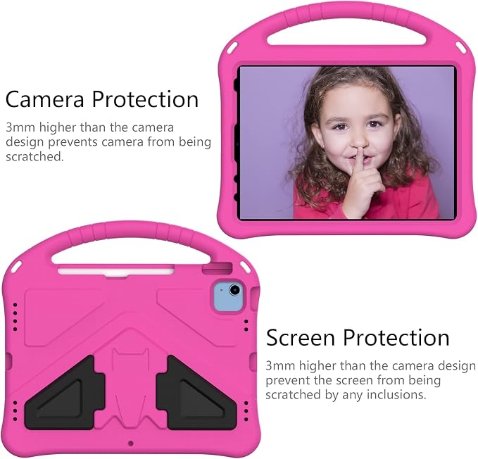 Dteck Kids Case for iPad 10.2 - Shockproof Rugged EVA Handle Stand Child Proof Case for iPad 9/8/7 Generation Black