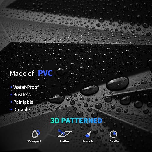 Art3dwallpanels 33 Pack 3D Wall Panel Diamond for Interior Wall Décor, PVC Flower Textured Wall Panels for Living Room Lobby Bedroom Hotel Office, Black, 12''x12'' Cover 32.Sq.Ft.