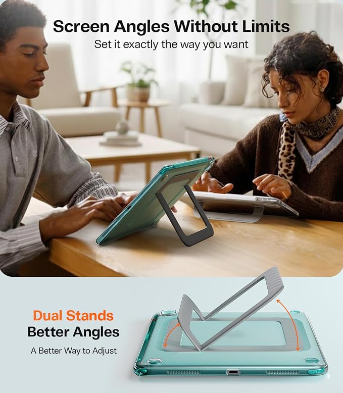 TORRAS Ostand K3 Neo for iPad Air 11 Inch Case (M4 2026 M3 2025 M2 2024) Viewing Angles AdjustableUltra Stable Stand Shockproof Protective Slim Kickstand Case with Pencil Holder Glacier Sprint