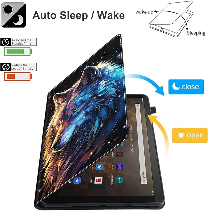 Case for Amazon Kindle Fire Max 11 Case (13th Gen 2023 Release) 11，Slim Fit Foldable Standing Cover Case with Auto Sleep/Wake for Fire 11 Max Tablet，Skull and Fire