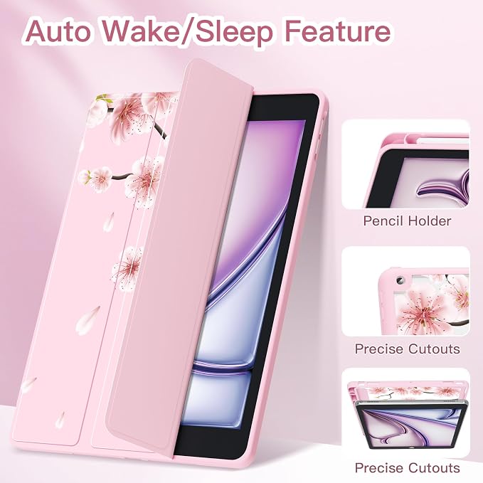 Teryeefi for iPad 10.2 case 2021 20202019 Release 7th 8th 9th Generation Built in Pencil Holder - Stand-Auto Wake/Sleep TPU &amp Hard Stand Clear Back Cover for 10.2 iPad (Black Bow)