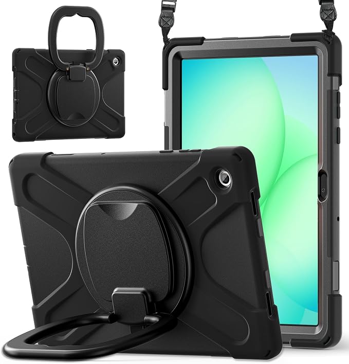 Lunivop Tablet Case Compatible with Samsung Galaxy Tab A11 Plus Case 11 Inch 2025 with 360° Rotating Stand Military - Grade Heavy Duty Protection Cover for Samsung Tab A11+ Plus Black