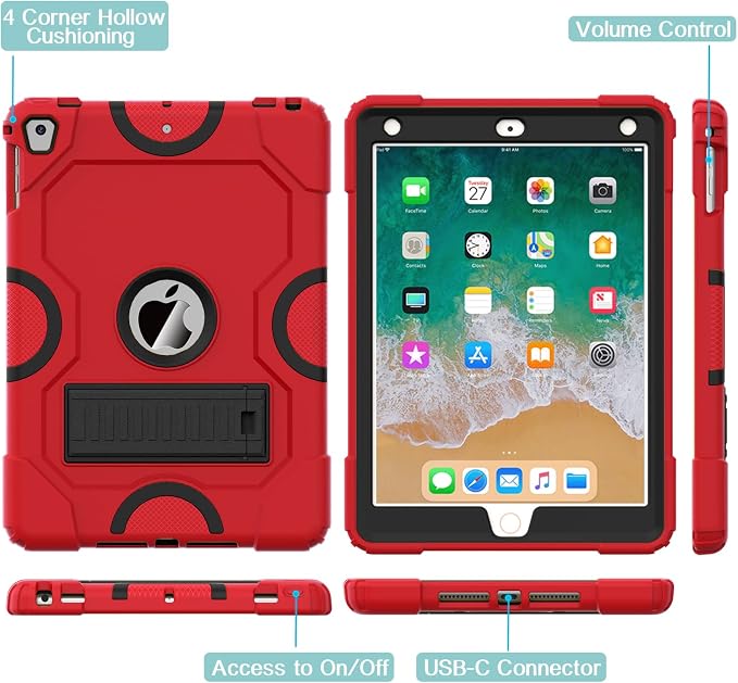 ZoneFoker Case for iPad 6th/5th Generation (9.7 Inch 2018/2017 Model) iPad Air 2 / 1st iPad Pro 9.7 Heavy Duty Shockproof Rugged Protective Case Alpine Green