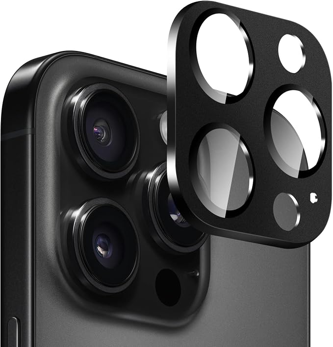 SAHARA - Ultra-Strong Camera Lens Protector for iPhone 16 Pro/16 Pro Max (2-Pack) Black (ZD00161)