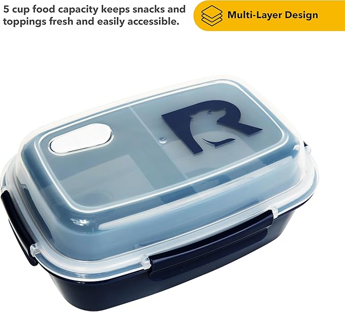 RTIC 5 Compartment Lunch Containers, Hot Food Container with Lid for Adults, Microwave Safe Divided Snack Lunch Box for Work or Travel, Reusable, BPA Free with Vent Space