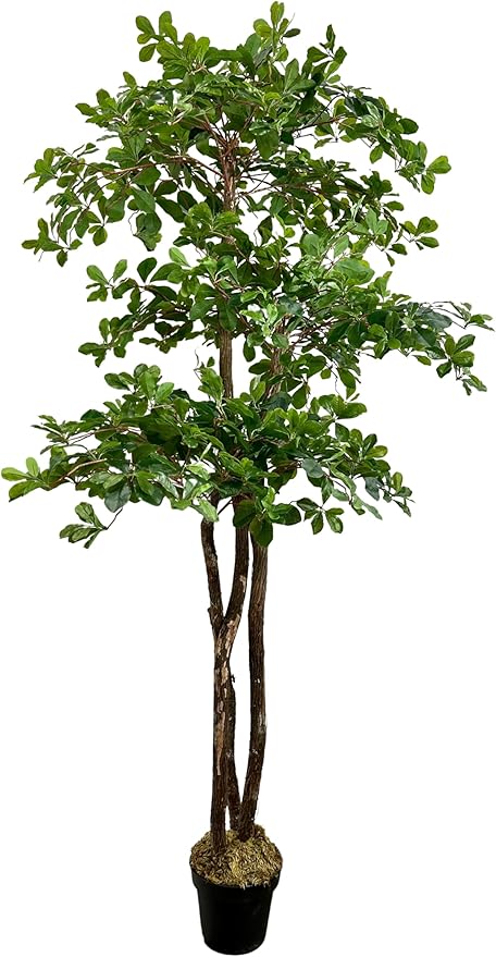Cypress & Alabaster Handmade 6.5ft 3-Tier Italian Black Olive Leaf Artificial Tree with Ethically Sourced Real Wood Trunks, Hypoallergenic, 6.5-Foot, Green