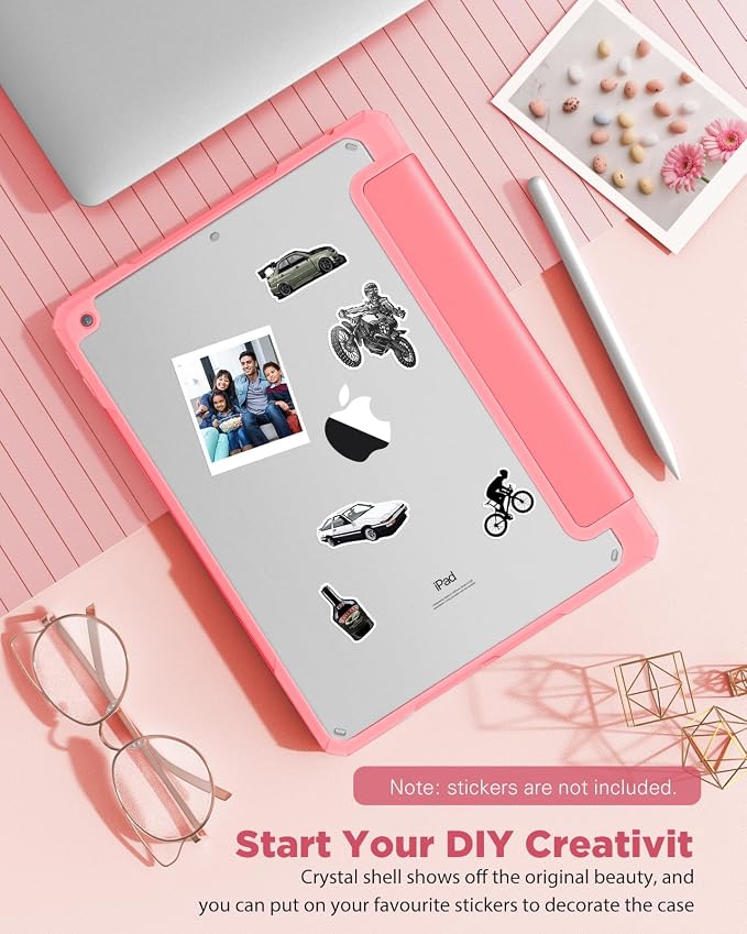 TiMOVO Case for iPad 9th/8th/7th Generation 10.2 inch Black | Pencil Holder Slim Trifold Stand Protective Cover Clear Transparent Back Shell Auto Wake/Sleep