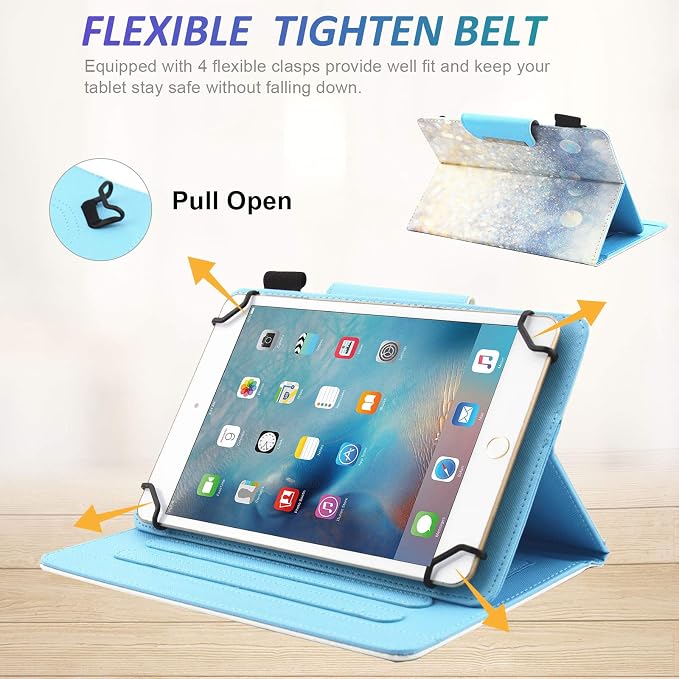 Dteck Universal Case (7.9 to 8.4) - Fold Stand Protective Flip Case for Apple iPad mini/Samsung Galaxy Tab 8.0 8.4 /Lenovo Tab 8 /onn. 100003561 8 Tablet Pro/Android Tablet 8 Inch (Blue Pink)