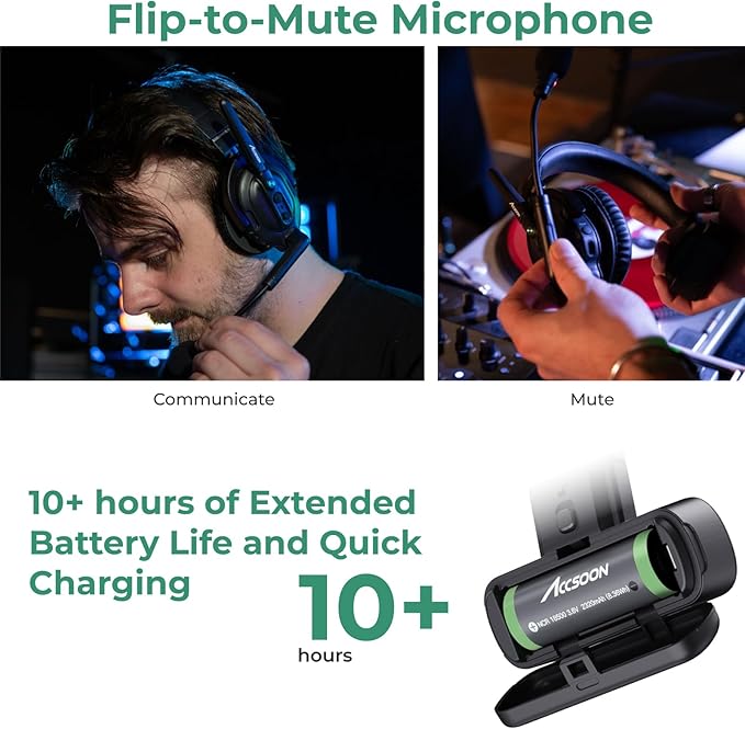 Accsoon Como MIC02-1H4R Wireless Headset Intercom System 7-Person Full Duplex 1312ft Team Communication Group Talk, Links up to 9-Person, 10+Hour Battery Life