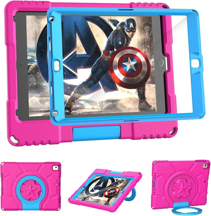Kids Case for iPad 5th/6th Generation 9.7-inch 2017/2018 Release Lainergie iPad Air 2 Case with Screen Protector iPad Pro 9.7 Protective Cover Case Lightweight Shockproof with Handle Stand Black