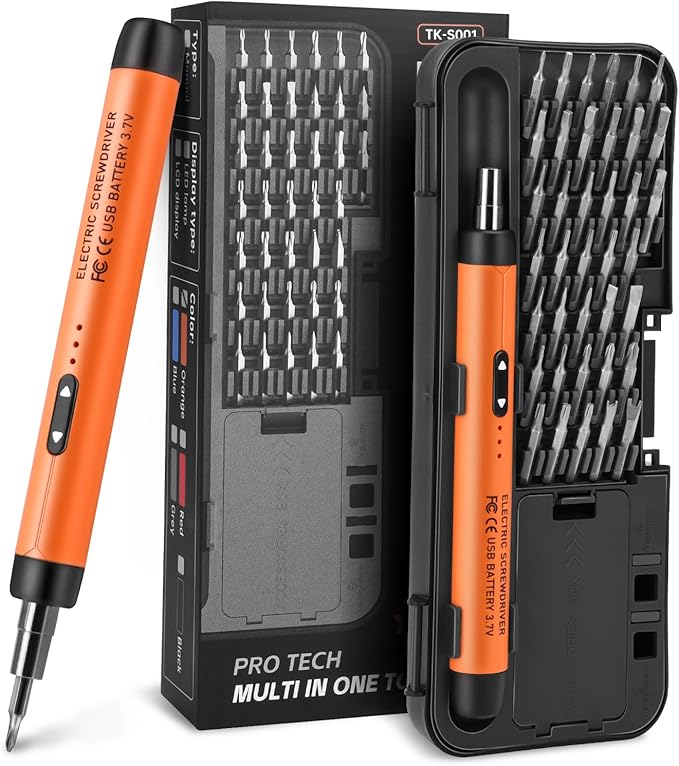 Dmyond Mini Electric Screwdriver Set, Small Cordless Electric Screwdriver, 38 S2 Preicison Bits, Precision Screwdriver Cordless Repair Tool for PC Electronic, Orange