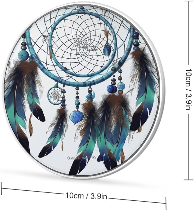 Native American Dream Catcher Wireless Charger with USB Cable Qi-Certified 10W Fast Wireless Charging Pad Portable Charging Station Anti-Slip Slim Charger Mat for All Qi-Enabled Phones