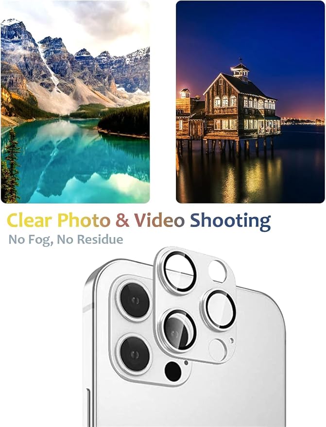 [2 Pack] Compatible for iPhone 13 Pro/iPhone 13 Pro Max Camera Lens Protector Metal Plus Tempered Glass Camera Cover Oneness Design Ultra Clear Anti-Explosion Black+Black