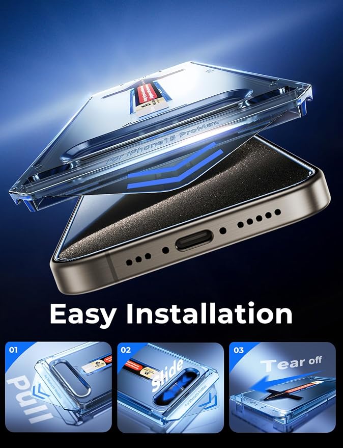 MAGIC JOHN 2 Pack for iPhone 15 Pro Max 6.7 inch Tempered Glass Screen Protector Auto Dust-Elimination Installation Bubble Free Dynamic Island Compatible HD Clear Easy Installation