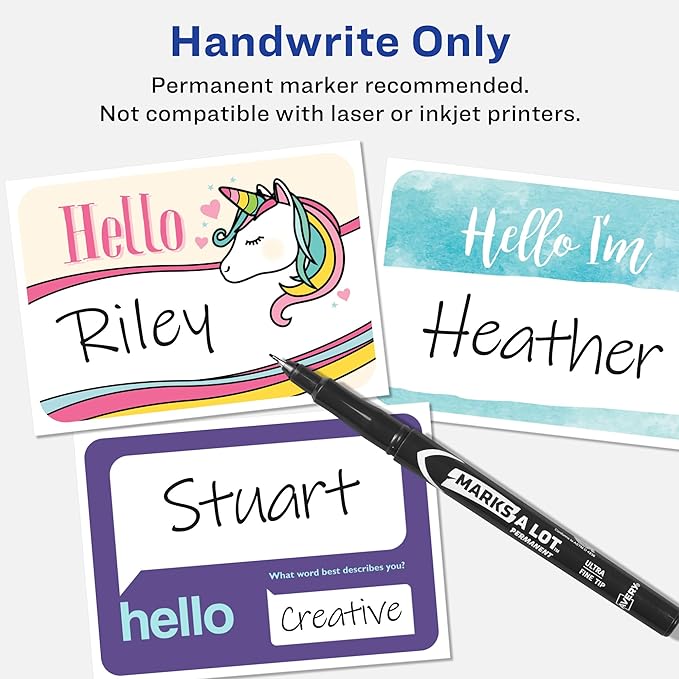 Avery Premium Donut Birthday Party Name Tags, No Lift No Curl, 80 Handwriteable Name Stickers