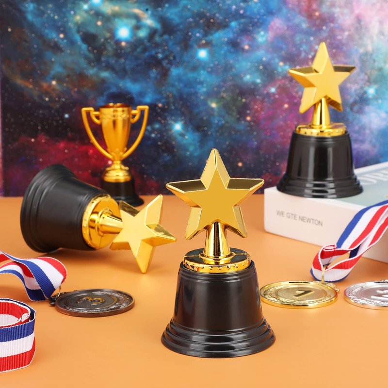Jerify 24 Pcs Mini Star Trophy Awards Bulk 4.7 Inch Gold Trophy Awards Plastic Cup for Party Favors Soccer Football Winning Prize Competitions Carnival Rewards