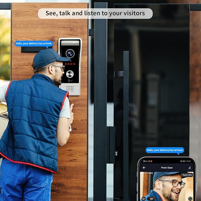 Video Doorbell Intercom System,7 Inches Touch Screen Video Doorbell Door Phone System,Support Remote Unlock, Dual-Way Intercom,Night Vision for Villa House Office Apartment (2-Camera + 2-Monitor)