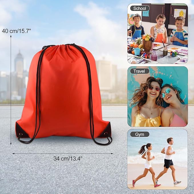 KUUQA 2Pcs Red Drawstring Backpack Bags Sack Bulk String Backpack Storage Bag