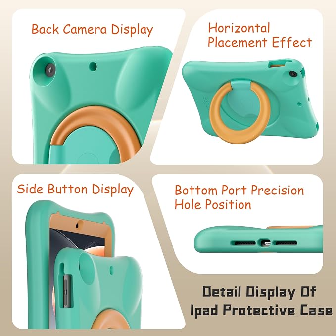 Pepkoo Case for iPad 9.7 Inch 5th/6th Gen &amp Air/Air 2 Shockproof Cover | EVA Shockproof Design with Adjustable Stand. Full-Body Coverage for Study Reading and Daily Use with Flexible Bracket.