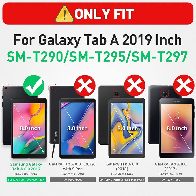 for Samsung Galaxy Tab A 8.0 Inch Case 2019 (SM-T290/T295/T297) PU Leather Folio Case Smart Cover with Stand &amp Auto Wake Sleep Baseball