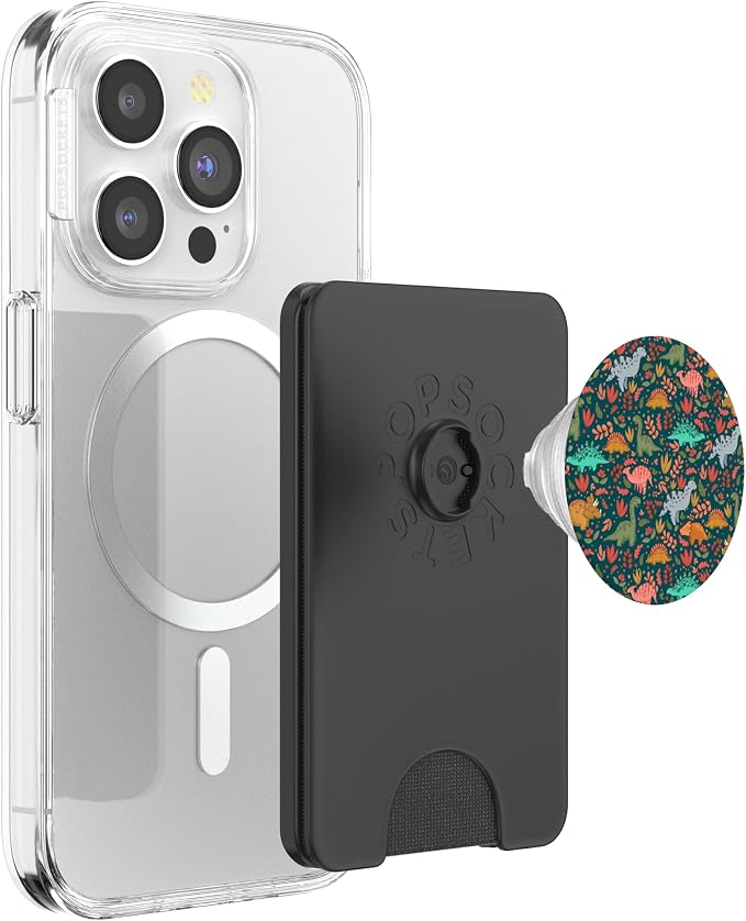 Cute Floral Midnight Green Dinosaurs PopSockets Adhesive PopGrip
