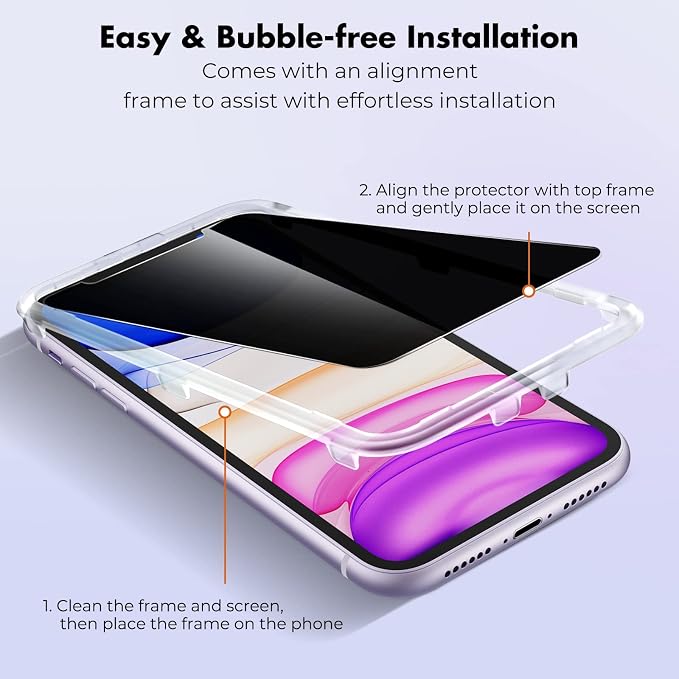 UNBREAKcable 2 Pack Privacy Screen Protector for iPhone 11 Pro Max/Xs Max Shatterproof Tempered Glass [True 28°Anti Spy] [9H Hardness] [Easy Installation] Protector for Apple 6.5