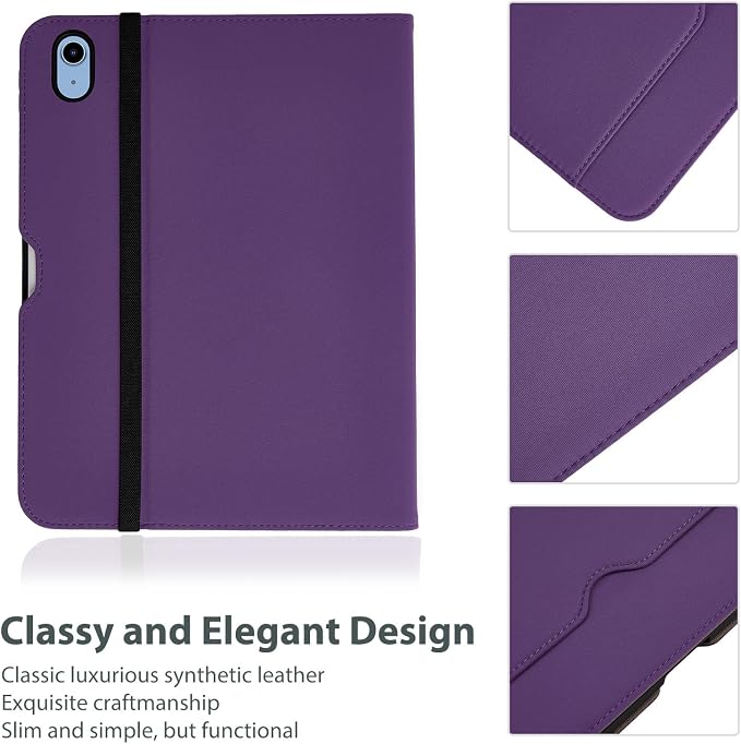 ProCase for iPad A16 11th Generation 11” 2025/iPad 10th Generation 10.9” 2022 with Pencil Holder iPad 11/10 PU Leather Case Business Stand Cover Smart Folio with Hand Strap Front Pocket -Berrypurple