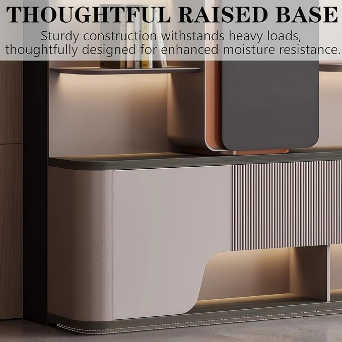 Modern L Shaped Desk, 133.9 inch Large Desk with Storage, Executive Desks for Home Office No Installation Required with Drawers and Lockable, Without Desk or Computer Chair (Filing Cabinet)