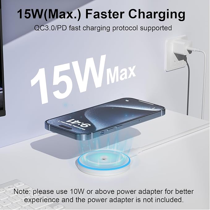 Magnetic Charger 3 Pack 15W Magnetic Wireless Charger Fast Charging Pad Compatible with iPhone 17/16/15/14/13/12 Series &amp AirPods 4/3/2/Pro Charging Pad with Dual Ports