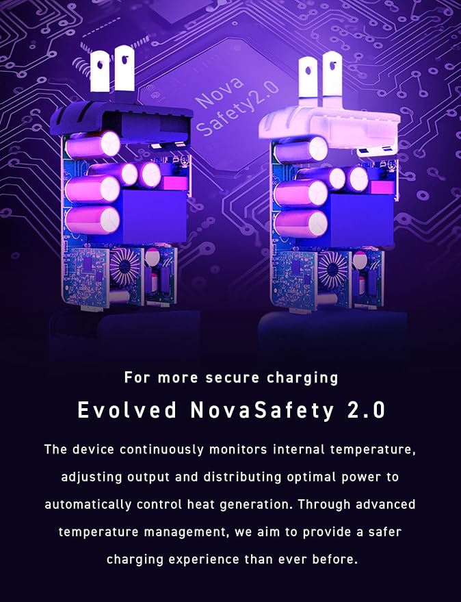 CIO NovaPort Duo II 67W2C Dual USB-C GaN Fast Charge Block (Black) | Compact 2-port fast charging wall adapter 67W max output for laptop phone and tablet