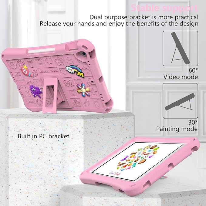Case for iPad 10.2 Inch 2021/2020/2019/ iPad Pro 10.5 Inch/Air 3rd Gen (2019) Shoulder Strap Kickstand Children Friendly Anti-Scratch Shockproof Case Lightpurple