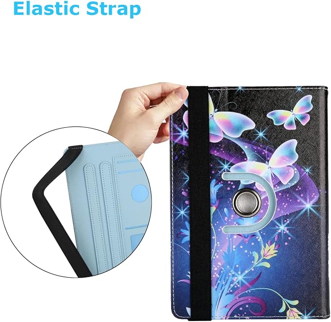 Universal 7 Inch Tablet Case Techcircle Ultra Slim Lightweight PU Leather Stand Folio Flip Wallet Protective Shell Case [Card Slots] [Magnetic Closure] for All 7 Android Tablet PC Cherry Blossom