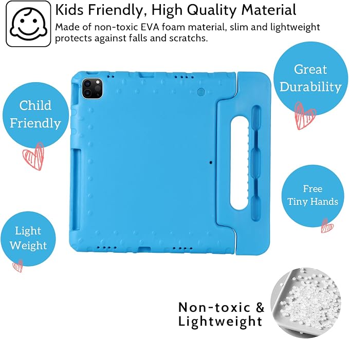 Dteck Kids Case for iPad 10.2 - Shockproof Rugged EVA Handle Stand Child Proof Case for iPad 9/8/7 Generation Black