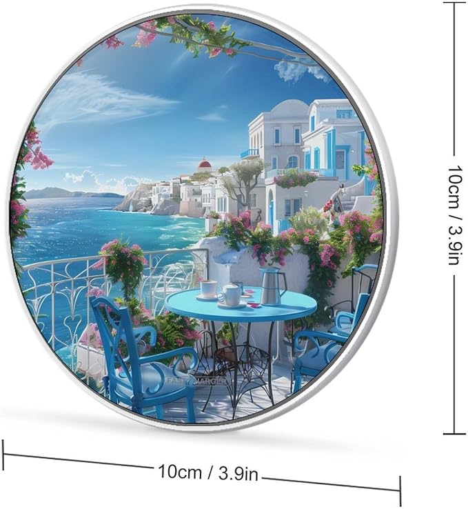Greek Coffee in Santorini Print Wireless Charger Portable Charging Pad | LightweightAll Smartphone